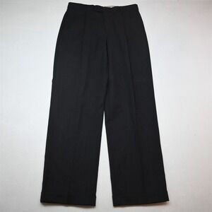 Bespoke 32x30 Gray 100% Wool Pleated Cuffed High Waist Baggy Dress Mens Pants